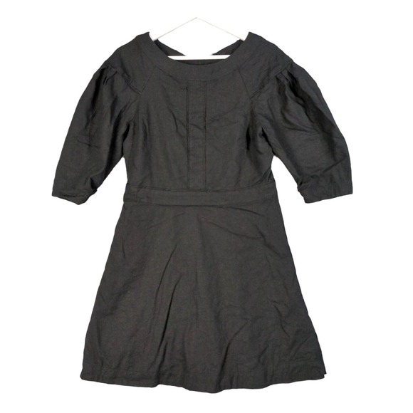 Banana Republic Linen Peasant Cottage Dress Puff Sleeve Goth Black Women Size 10 - Picture 1 of 9